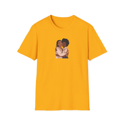 T-shirt unisexe « Embrace Love » en tissu doux, cadeau relationnel, t-shirts d'amitié, t-shirts noirs de sororité, vêtements pour couples, mode inclusive