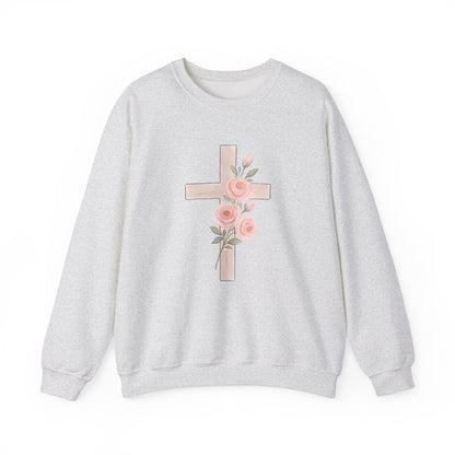 Cross and Christian Floral Crewneck Sweatshirt