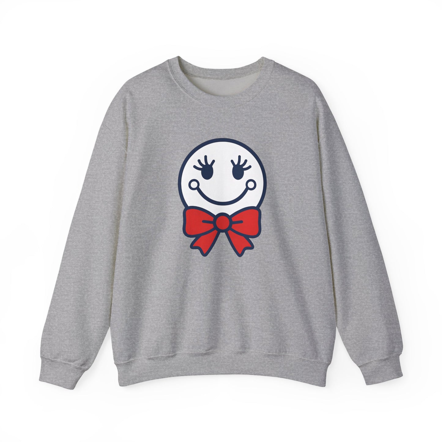 Cute Smiley with Red Croquet Bow Face Sweatshirt