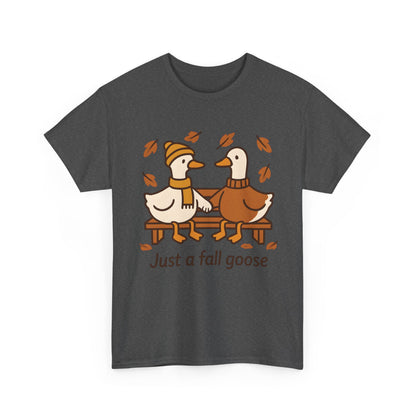 Fall Couple Goose Tee, Autumn-Themed Heavy Cotton Tee