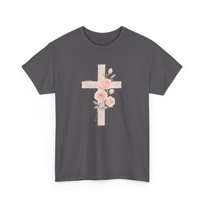 T-shirt à fleurs croisées, t-shirt chrétien, style bohème, cadeau pour les amoureux de la foi, t-shirt inspirant, tenue décontractée au quotidien