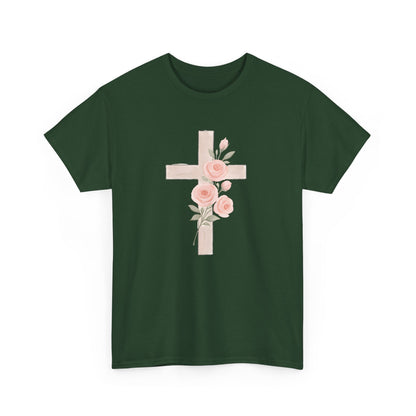 T-shirt à fleurs croisées, t-shirt chrétien, style bohème, cadeau pour les amoureux de la foi, t-shirt inspirant, tenue décontractée au quotidien