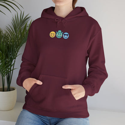 Chill Vibes Hoodie: Unisex Heavy Blend Sweatshirt with Fun Emoji Design