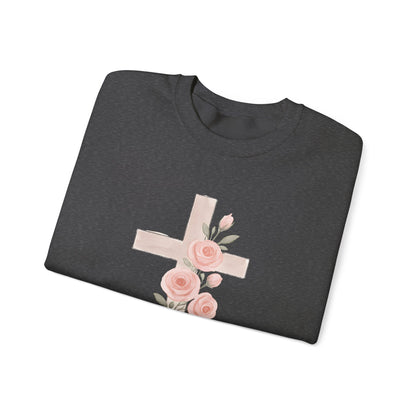Cross and Christian Floral Crewneck Sweatshirt
