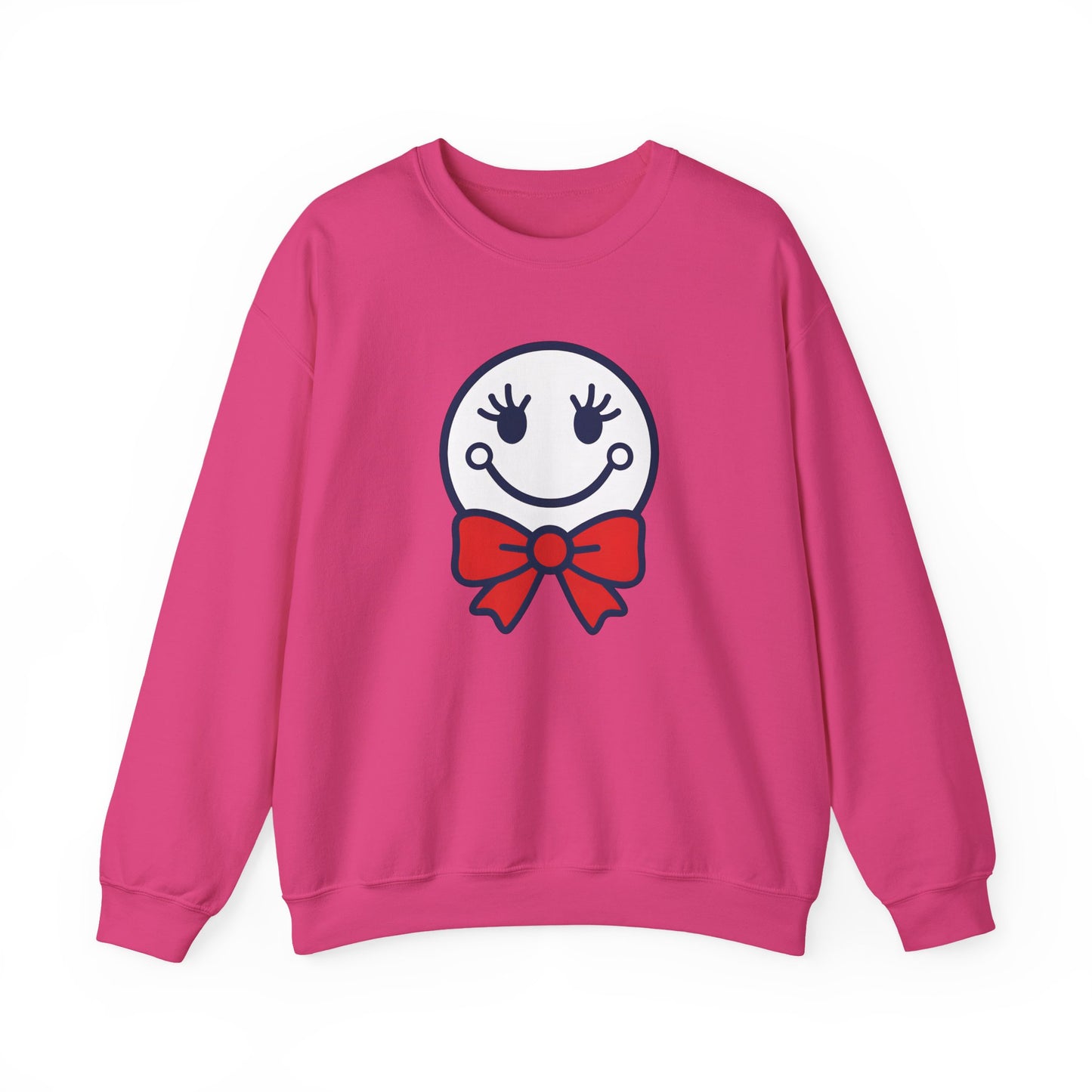 Cute Smiley with Red Croquet Bow Face Sweatshirt