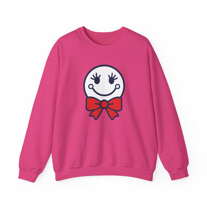 Cute Smiley with Red Croquet Bow Face Sweatshirt