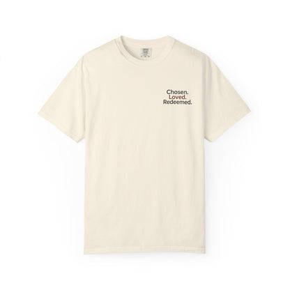 T-shirt unisexe inspiré de la foi, « Chosen Loved Redeemed », vêtement chrétien, cadeau pour croyants, vêtement confortable, mode spirituelle