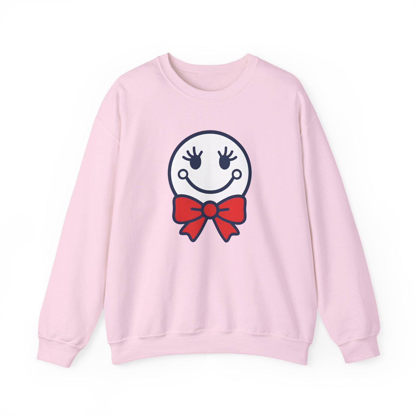 Cute Smiley with Red Croquet Bow Face Sweatshirt