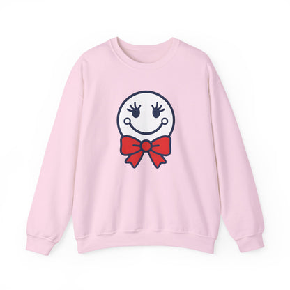 Cute Smiley with Red Croquet Bow Face Sweatshirt