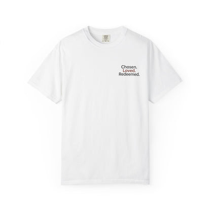T-shirt unisexe inspiré de la foi, « Chosen Loved Redeemed », vêtement chrétien, cadeau pour croyants, vêtement confortable, mode spirituelle
