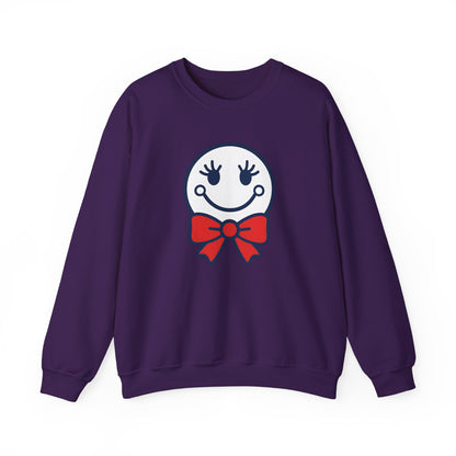 Cute Smiley with Red Croquet Bow Face Sweatshirt