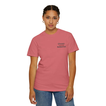 T-shirt unisexe inspiré de la foi, « Chosen Loved Redeemed », vêtement chrétien, cadeau pour croyants, vêtement confortable, mode spirituelle