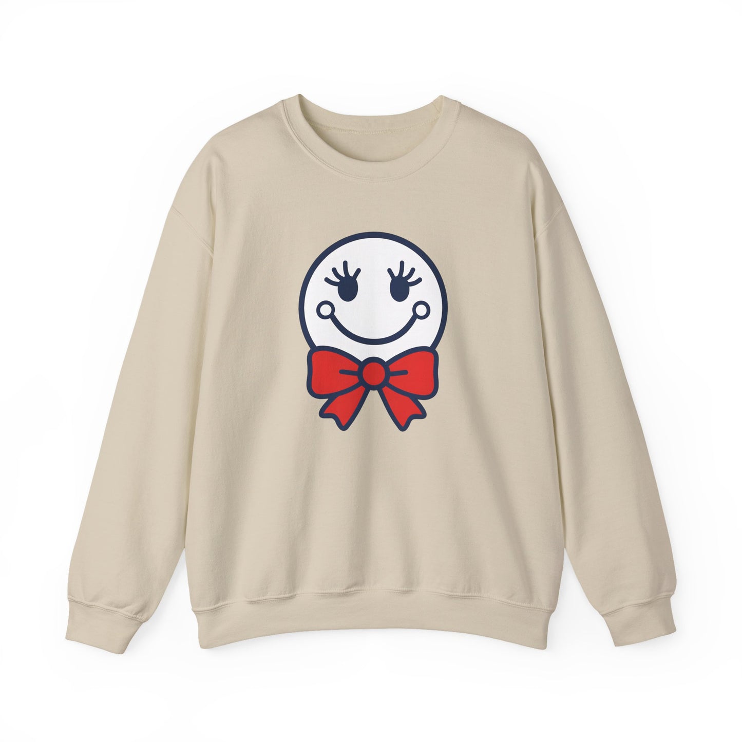 Cute Smiley with Red Croquet Bow Face Sweatshirt