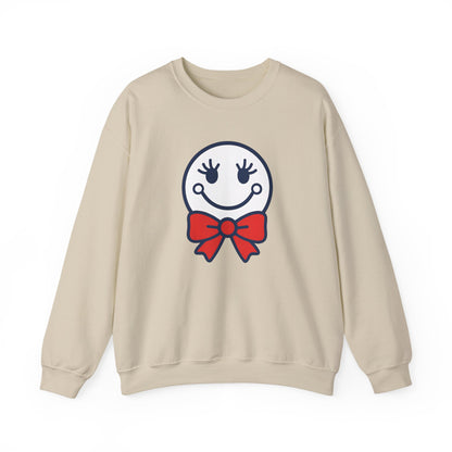Cute Smiley with Red Croquet Bow Face Sweatshirt