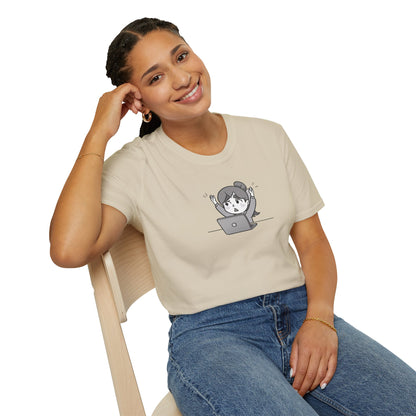 Cheerful Laptop Enthusiast T-Shirt
