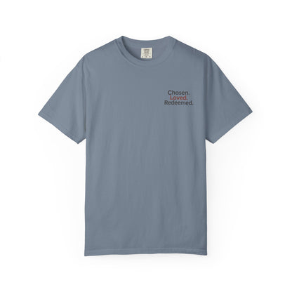 T-shirt unisexe inspiré de la foi, « Chosen Loved Redeemed », vêtement chrétien, cadeau pour croyants, vêtement confortable, mode spirituelle
