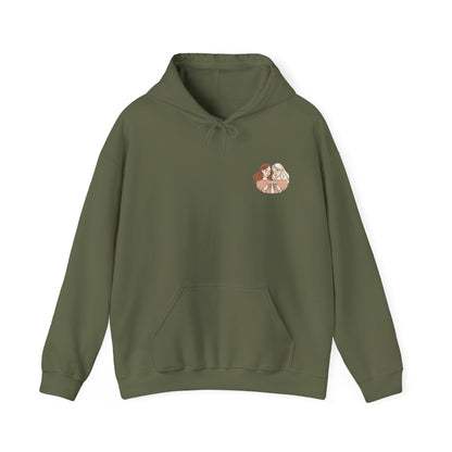 Cozy Hooded Sweatshirt with Artistic Design for Friends