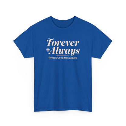 T-shirt unisexe en coton épais Forever &amp; Always, t-shirt de mariage, t-shirt décontracté, cadeau relationnel, tenue de tous les jours, vêtement unisexe, cadeau pour couple