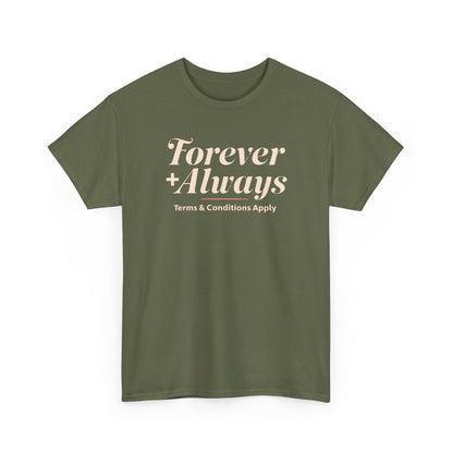 T-shirt unisexe en coton épais Forever &amp; Always, t-shirt de mariage, t-shirt décontracté, cadeau relationnel, tenue de tous les jours, vêtement unisexe, cadeau pour couple