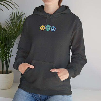 Chill Vibes Hoodie: Unisex Heavy Blend Sweatshirt with Fun Emoji Design