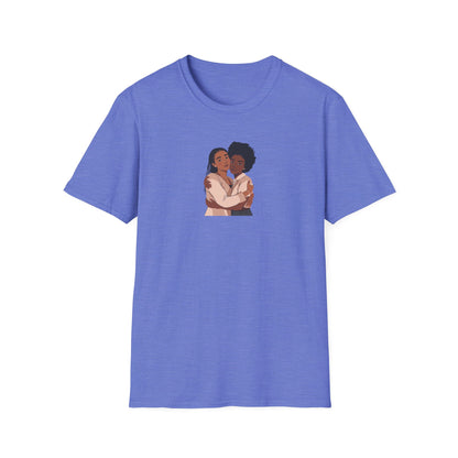 T-shirt unisexe « Embrace Love » en tissu doux, cadeau relationnel, t-shirts d'amitié, t-shirts noirs de sororité, vêtements pour couples, mode inclusive