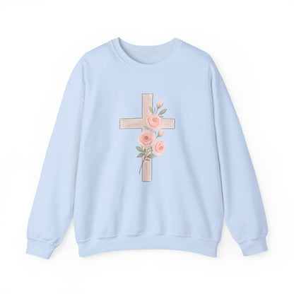 Cross and Christian Floral Crewneck Sweatshirt