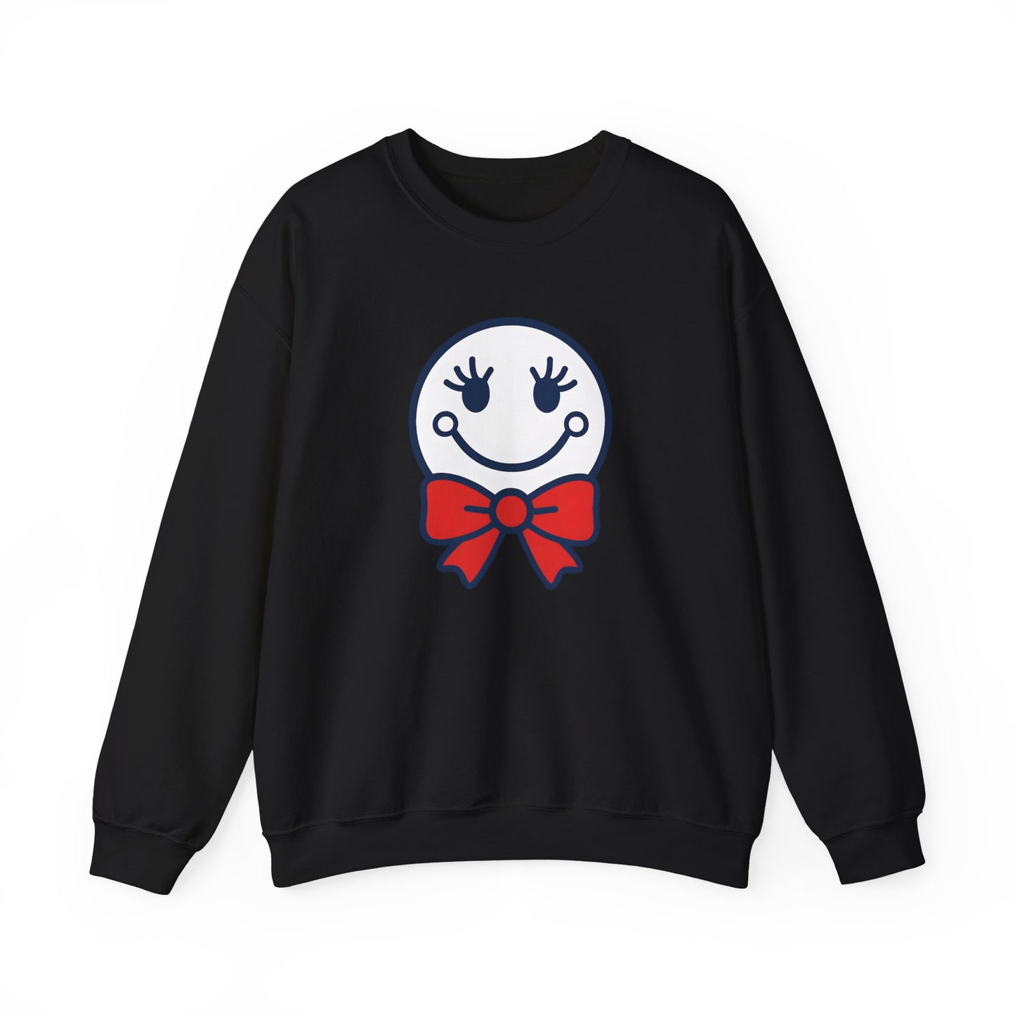 Cute Smiley with Red Croquet Bow Face Sweatshirt
