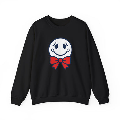 Cute Smiley with Red Croquet Bow Face Sweatshirt