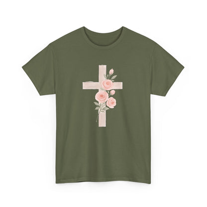 T-shirt à fleurs croisées, t-shirt chrétien, style bohème, cadeau pour les amoureux de la foi, t-shirt inspirant, tenue décontractée au quotidien