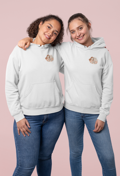 Cozy Hooded Sweatshirt with Artistic Design for Friends