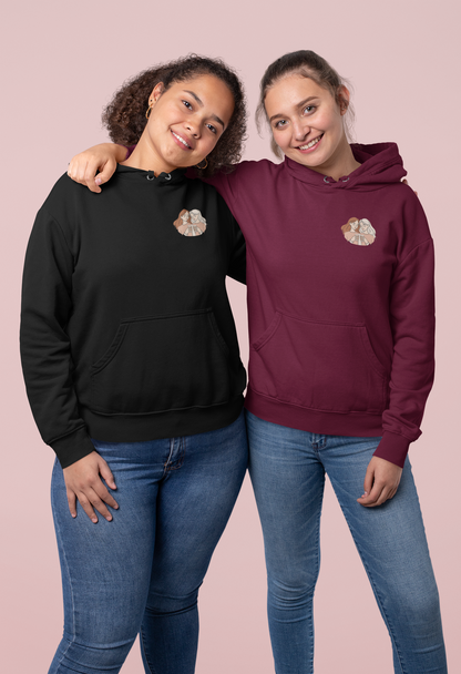 Cozy Hooded Sweatshirt with Artistic Design for Friends
