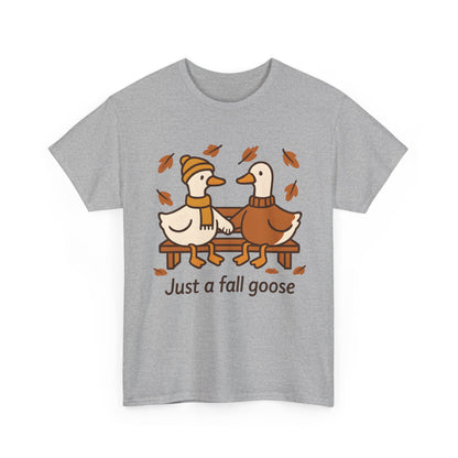 Fall Couple Goose Tee, Autumn-Themed Heavy Cotton Tee