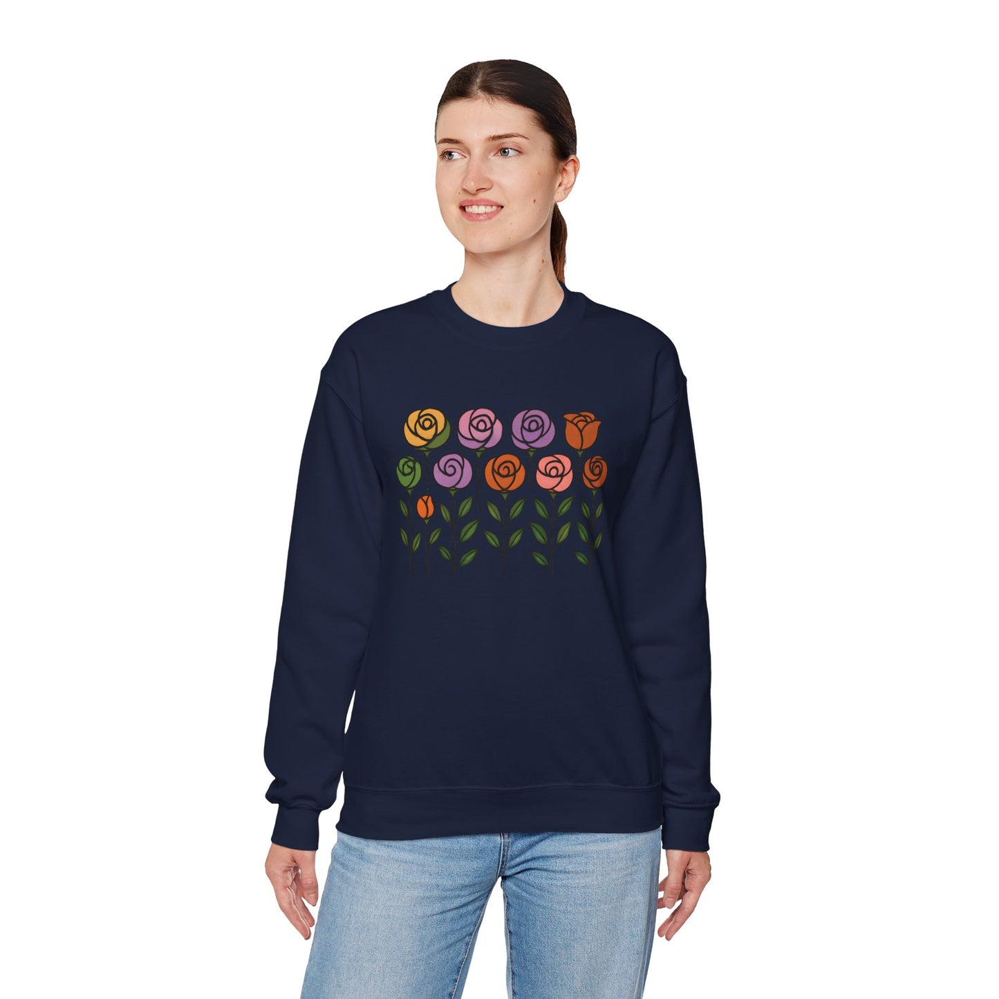 Floral Design Crewneck Sweatshirt