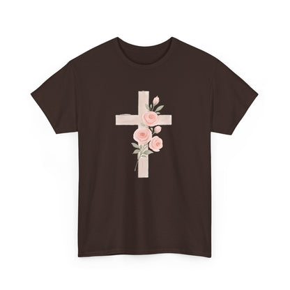 T-shirt à fleurs croisées, t-shirt chrétien, style bohème, cadeau pour les amoureux de la foi, t-shirt inspirant, tenue décontractée au quotidien