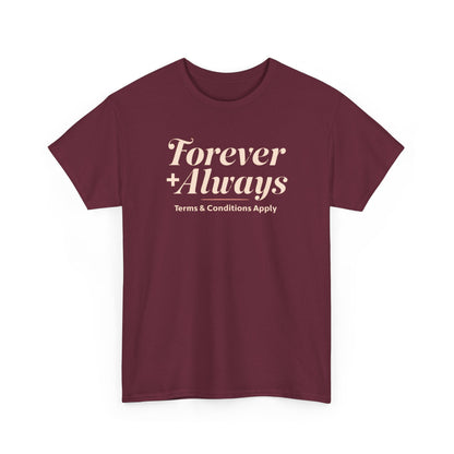 T-shirt unisexe en coton épais Forever &amp; Always, t-shirt de mariage, t-shirt décontracté, cadeau relationnel, tenue de tous les jours, vêtement unisexe, cadeau pour couple