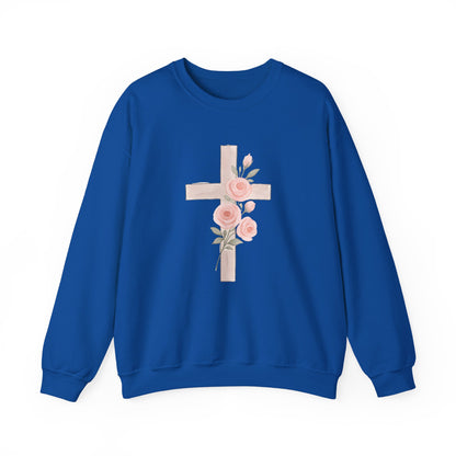 Cross and Christian Floral Crewneck Sweatshirt