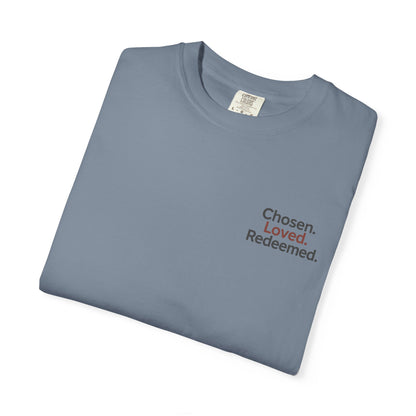 T-shirt unisexe inspiré de la foi, « Chosen Loved Redeemed », vêtement chrétien, cadeau pour croyants, vêtement confortable, mode spirituelle