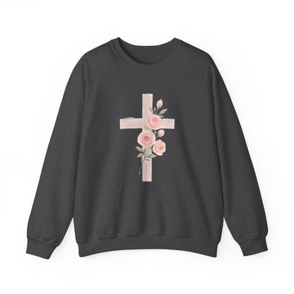 Cross and Christian Floral Crewneck Sweatshirt