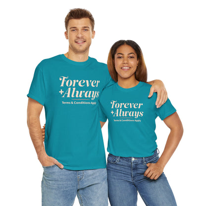 T-shirt unisexe en coton épais Forever &amp; Always, t-shirt de mariage, t-shirt décontracté, cadeau relationnel, tenue de tous les jours, vêtement unisexe, cadeau pour couple