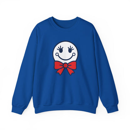 Cute Smiley with Red Croquet Bow Face Sweatshirt