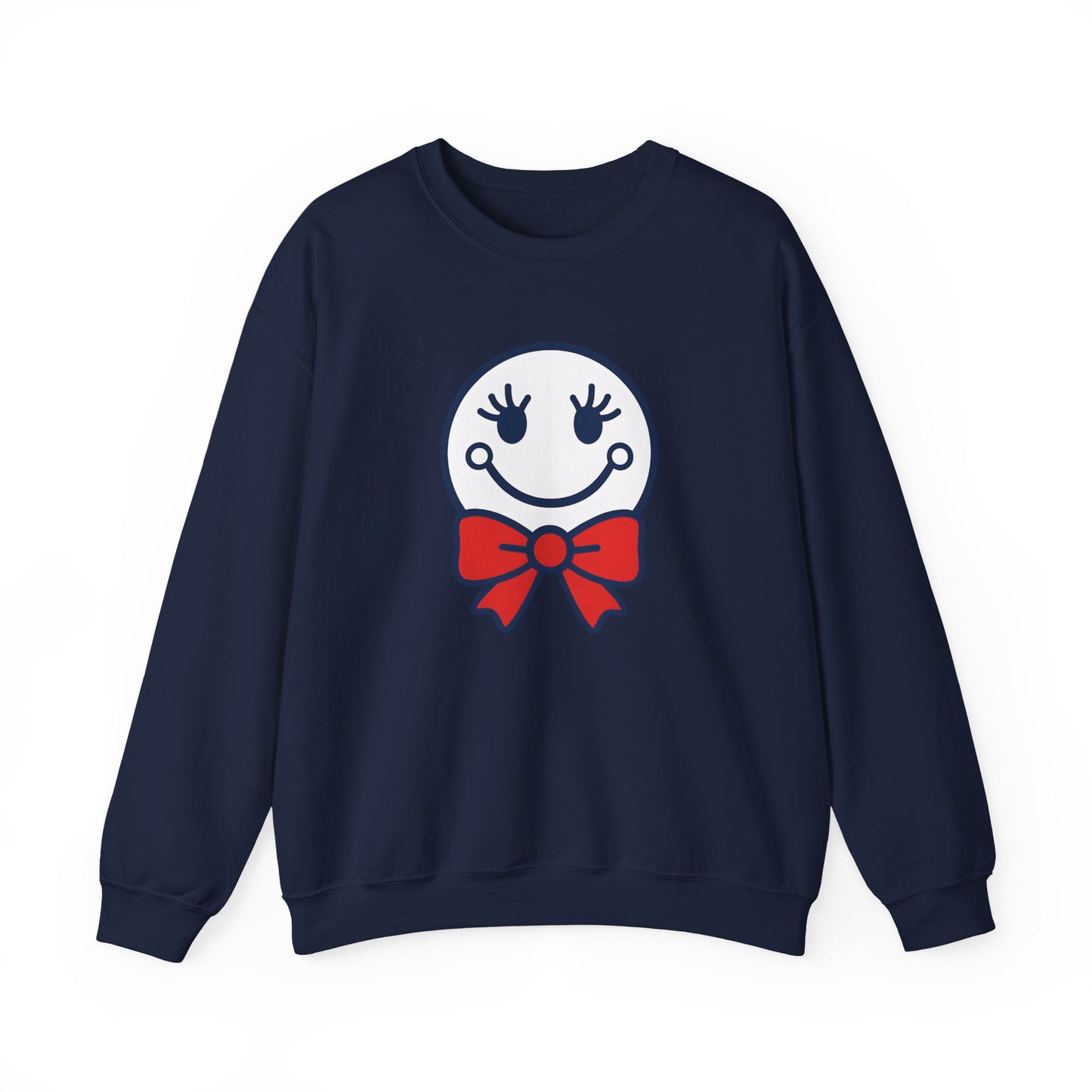 Cute Smiley with Red Croquet Bow Face Sweatshirt