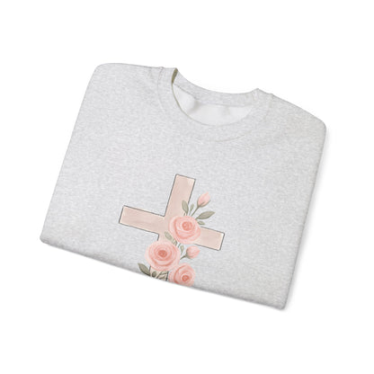 Cross and Christian Floral Crewneck Sweatshirt