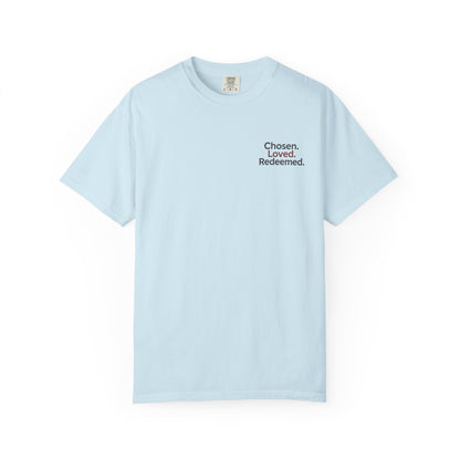 T-shirt unisexe inspiré de la foi, « Chosen Loved Redeemed », vêtement chrétien, cadeau pour croyants, vêtement confortable, mode spirituelle