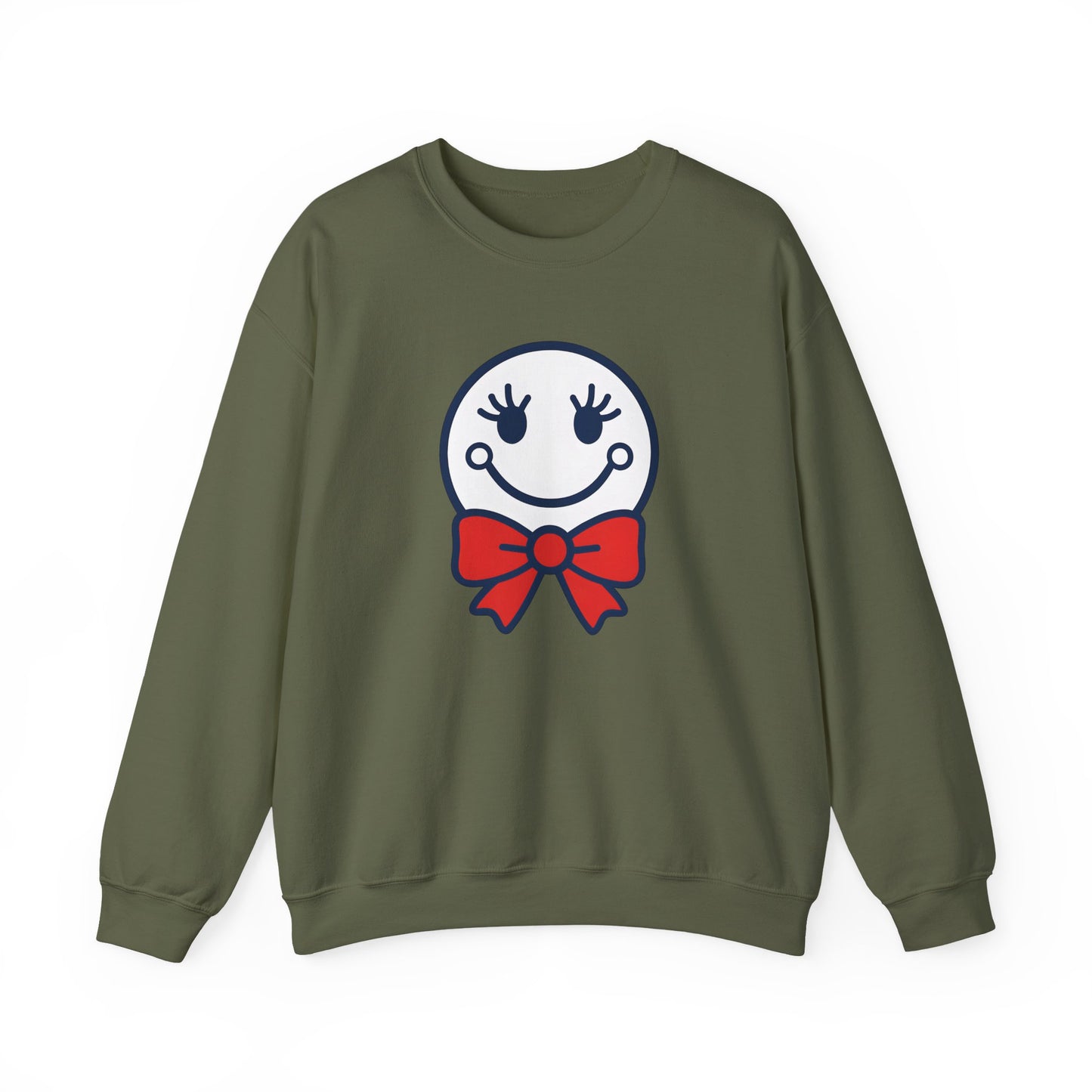 Cute Smiley with Red Croquet Bow Face Sweatshirt