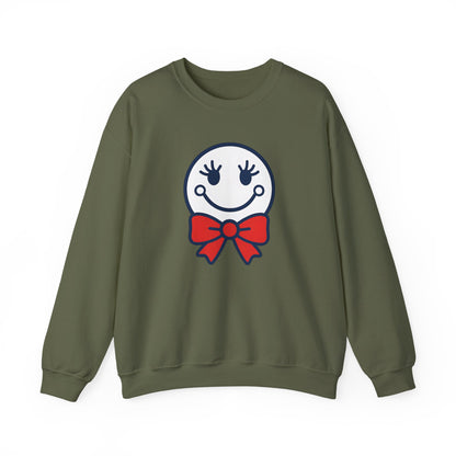Cute Smiley with Red Croquet Bow Face Sweatshirt