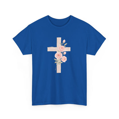 T-shirt à fleurs croisées, t-shirt chrétien, style bohème, cadeau pour les amoureux de la foi, t-shirt inspirant, tenue décontractée au quotidien