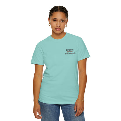T-shirt unisexe inspiré de la foi, « Chosen Loved Redeemed », vêtement chrétien, cadeau pour croyants, vêtement confortable, mode spirituelle
