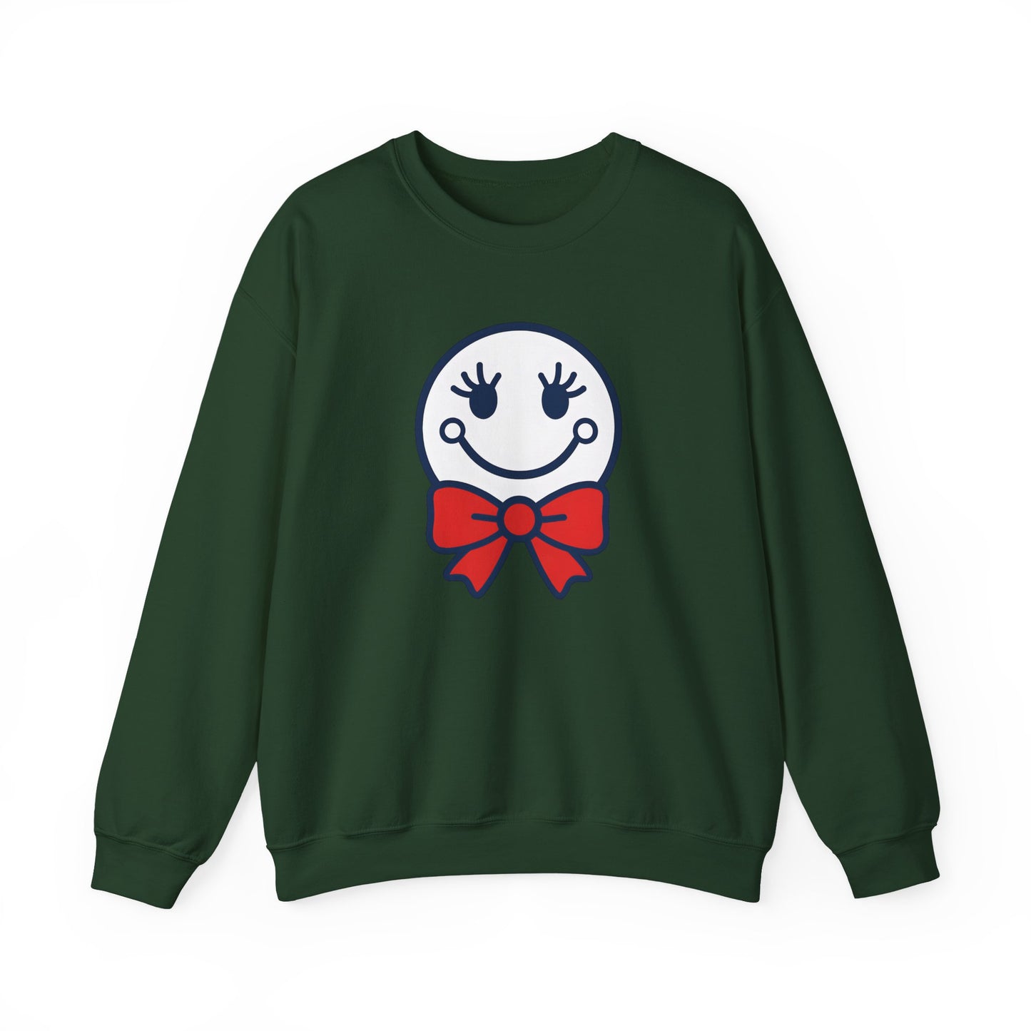 Cute Smiley with Red Croquet Bow Face Sweatshirt