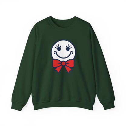 Cute Smiley with Red Croquet Bow Face Sweatshirt