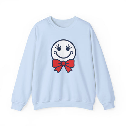 Cute Smiley with Red Croquet Bow Face Sweatshirt